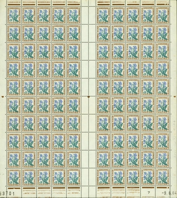 Andorra 1964-French Andorra-MNH stamps.Mi Due Nr.:49.Sheet of 100(EB) MV-14668