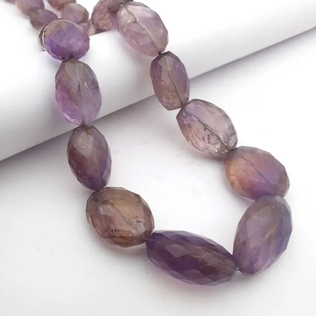 Ametrine Necklace Gemstone Oval Faceted Necklace Genuine Bead Necklace 18 Inchs