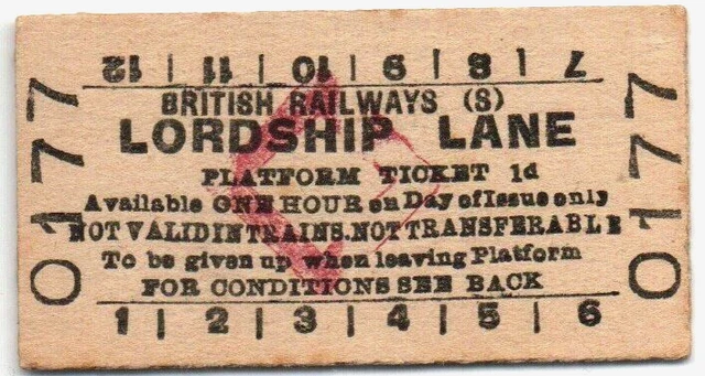 BR(S) Platform Ticket Lordship Lane 1d