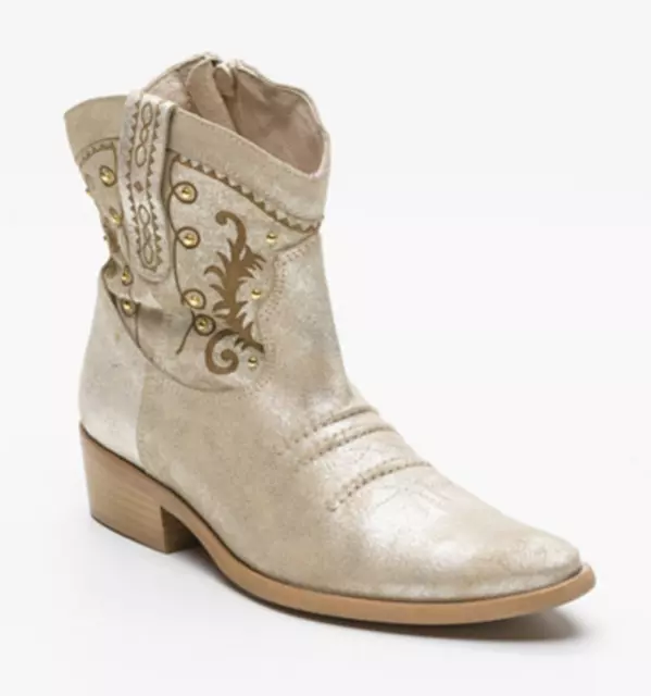 Bottines San Marina en Véritable cuir beige doré T.37 NEUVES DS L/BTE
