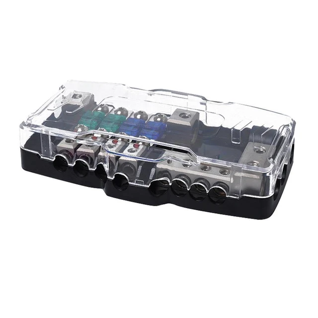 2 in 4 out Distribution Block 4 Way Automotive Mini ANL Blade Fuse Holder Box