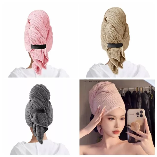 Super Absorbent Hair Dry Cap With Elastic Strap Long Hair Towel  Long Hair