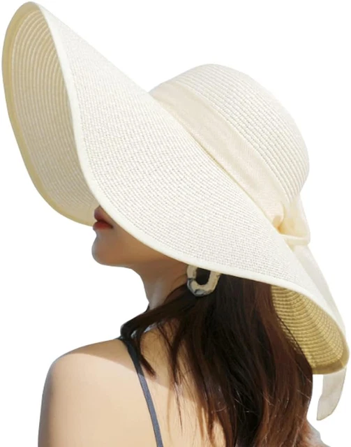 Cappello Di Paglia Donna Con Fiocco - Pieghevole, Tesa Larga E Protezione UV UPF 50+ - Foto 4