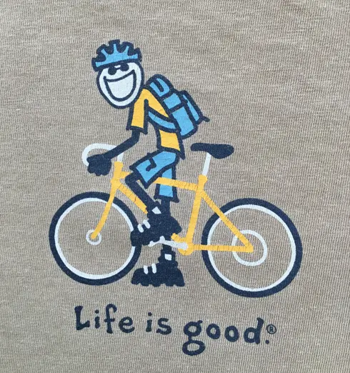 Life is Good "Vintage" Shirt - Men's Large - Long sleeves - Jake on Bike