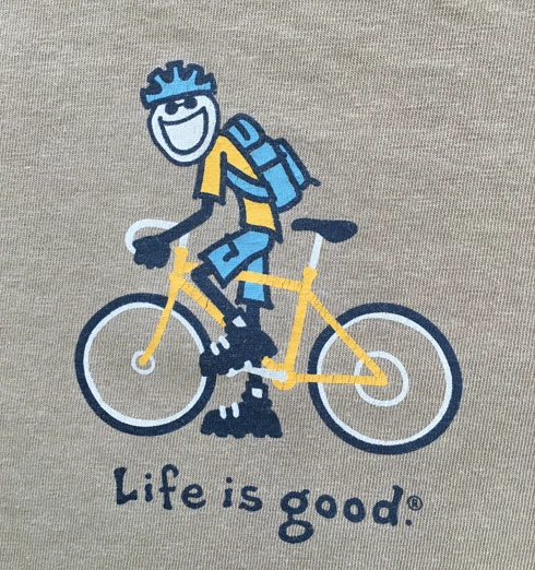 Life is Good "Vintage" Shirt - Men's Large - Long sleeves - Jake on Bike