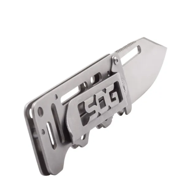 SOG Knives Cash Card Frame Lock Steel Money Clip EZ1-CP Stainless Pocket Knife