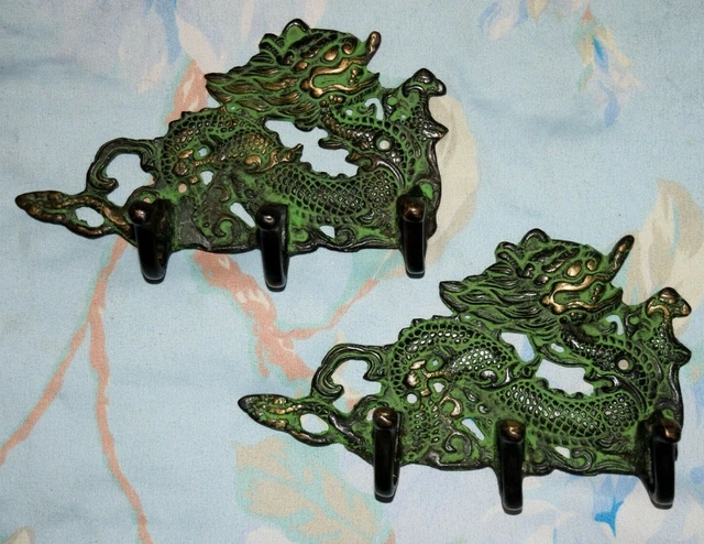 Brass Dragon Wall Hook Set Of 02 Pieces Flying Lizard 3 In 1 Hook Style EK180