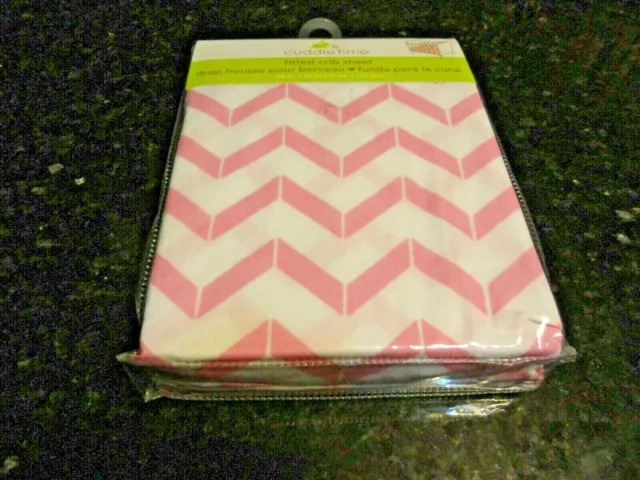 NEW BABY Fitted Crib Sheet Pink White CHEVRON Zig Zags Cotton Toddler bed soft