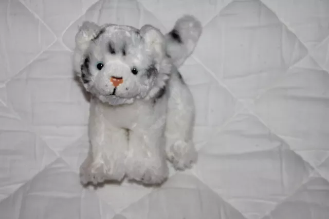 Doudou Peluche Dani Creations Chat  Blanc Tigre Gris  Etat Neuf