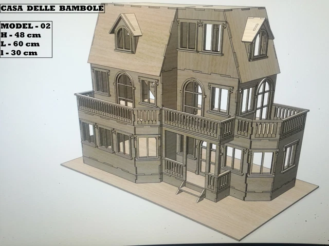 casa delle bambole kit da montare in multistrato da 4mm taglio laser