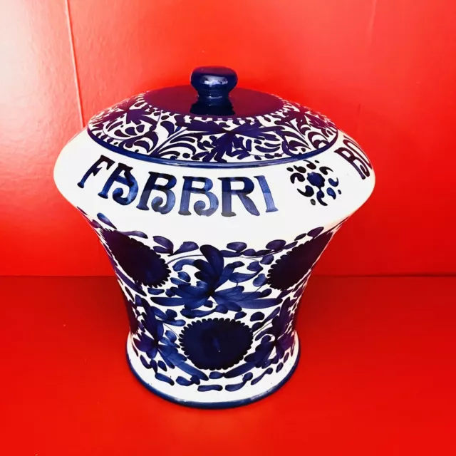 🔵 Amarena Fabbri vaso pubblicitario vintage ceramica maiolica Deruta dip. mano