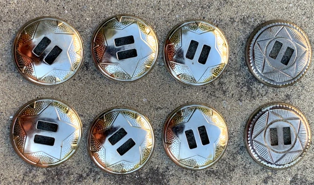 Lot of 8 WESTERN STARS 1  1/2" Slot Conchos - Bridle Saddle Chaps Cowboy Costume
