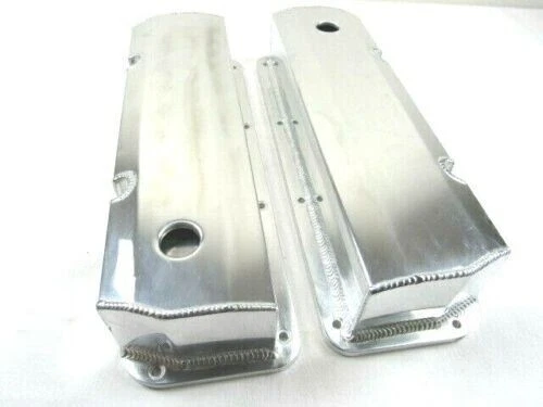 Bous Ford 351C Tall Fabricated Aluminum Valve Covers w/ Hole Polished E41354P