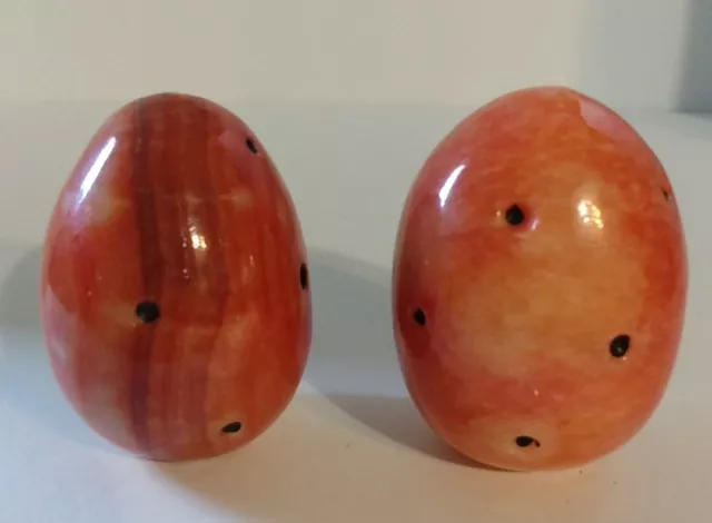 Lot of 2! Polished Stone Eggs Dotted Beautiful Varying Pink Color Paperweights?