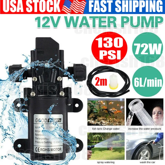 DC12V Automatic Water Pressure Diaphragm Pump 130PSI for Boat/Marine/RV USA