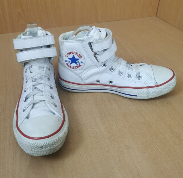 Converse All Star White Leather High Top Trainers Pumps Uk Size 5