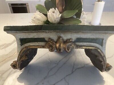 18th Century ITALIAN Carved Gilt and Painted Wood Wall Bracket Shelf