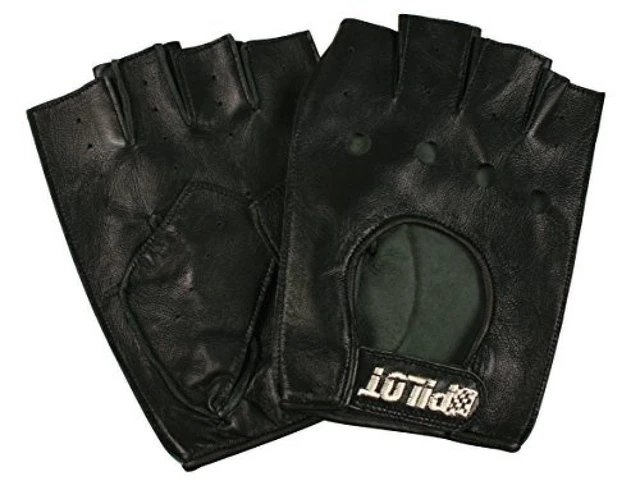 (TG. XL) Pilot-2, guanti guida mezze dita - XL - Nero - NUOVO