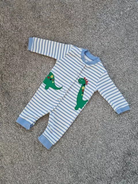 Baby Boys Jojo Maman Bebe footless Babygrow blue dinosaur 0-3 Months Stripes q