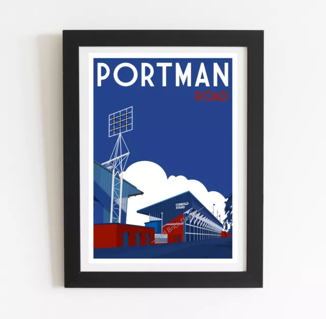 Ipswich Town, Portman Road (Outside) Retro art print poster