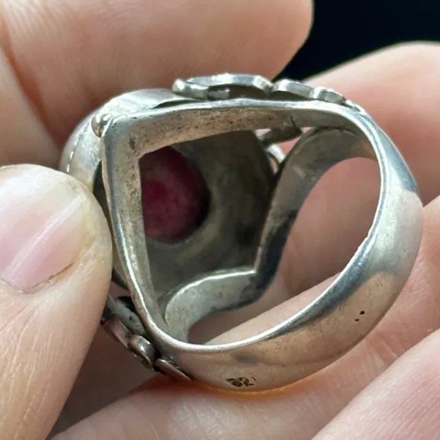 Beautiful Ancient Roman Silver Ring With Old Red Stone 3