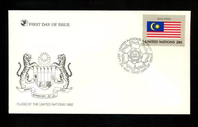 UN United Nations FDC NY #375 Reader's Digest Cachet Flag Series Malaysia 1982