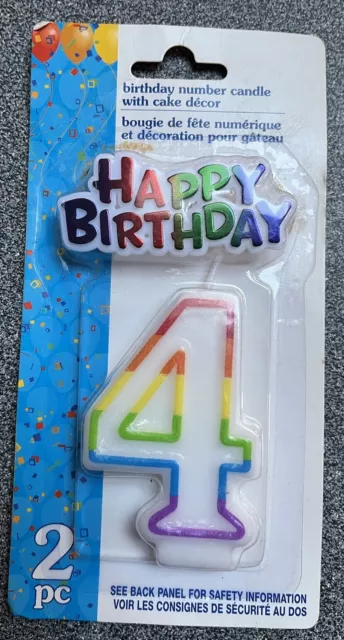 Two-Piece Number “4”Happy Birthday” Cake Decorating Set NIP