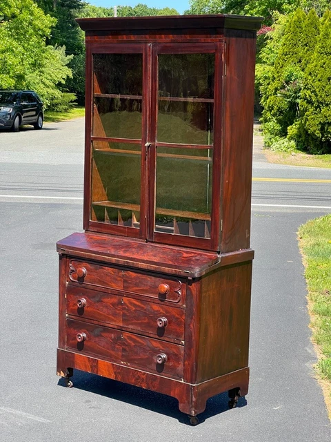 Antique Flame Mahogany Plantation Secretary c.1860