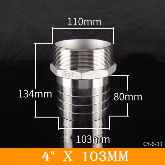 Stainless Male Thread Pipe Fitting x Barb Hose Tail Connector BSP 1/8" to 4"