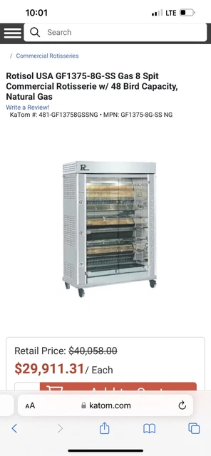 New Rotisol Model: Gf1375-8G-Ssp Rotisserie Oven With Stainless Cabinet