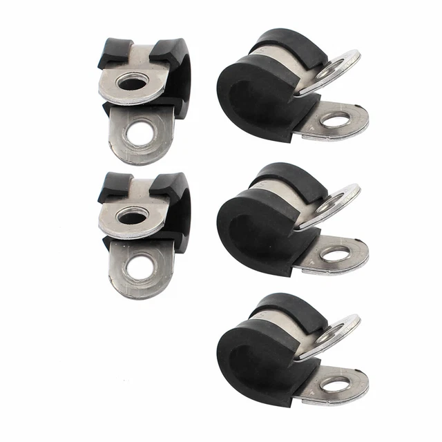 5pcs 10mm dia R bordée tuyau flexible en acier inoxydable Agrafes serrage tube