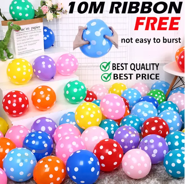 12" Polka Dot Balloons Spotty Printed Latex Party Ballons Plain Baloons Decor UK