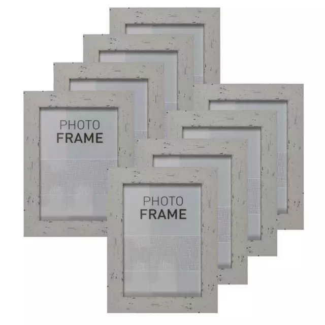 Bilderrahmen Vintage weiß 8er Set Holzoptik Rahmen Fotorahmen Shabby 13 x 18 cm