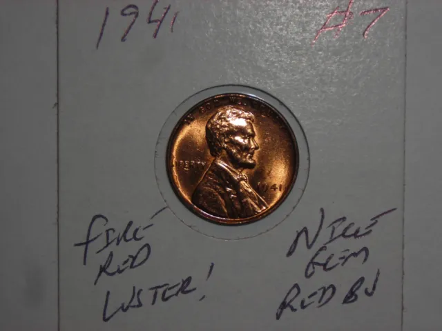 wheat penny 1941 GEM RED BU 1941-P NICE UNC LINCOLN CENT FIRE RED LUSTER LOT #7