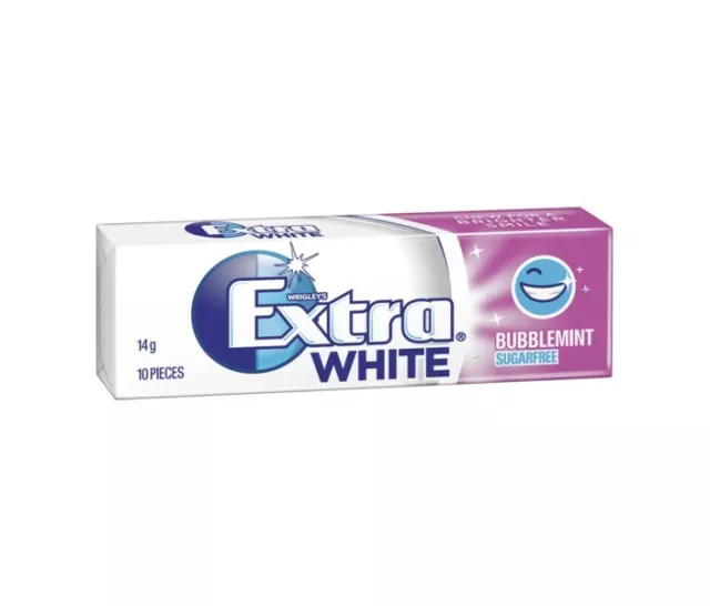 Wrigleys Extra White Chewing Gum Bubblemint 10 Pieces X 24 Pack