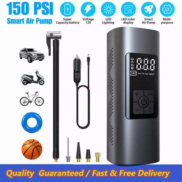 150PSI Car Digital Electric Tire Inflator Portable LCD Air Pump Compressor 12V