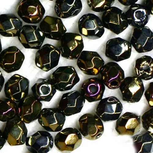 60 PERLES CRISTAL FACETTES - Cristal de Bohême - 4 MM  BRUN IRISE