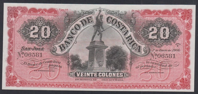 Costa Rica Billet 20 Colones Non Emis 1-01-1906 - UNC  lartdesgents.fr (USA) Tca