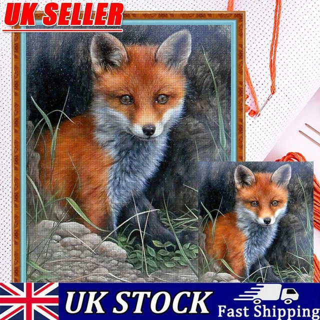 Full Cross Stitch 11CT Fox Counted Embroidery DIY Cotton Thread Animal Wall Art