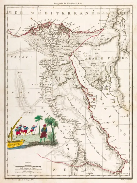 1812,antique map - Cave Of Altamira (UNC) Egypt,malte-brun Lapie & Poirson.