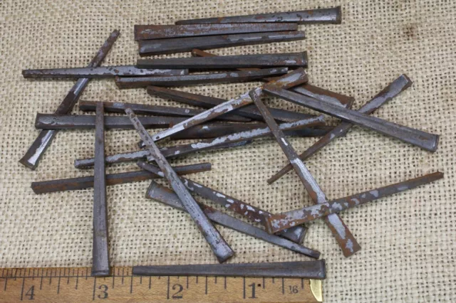 25 Old Square Nails 2 1/2” Steel Cut Standard Small Heads Rustic Vintage