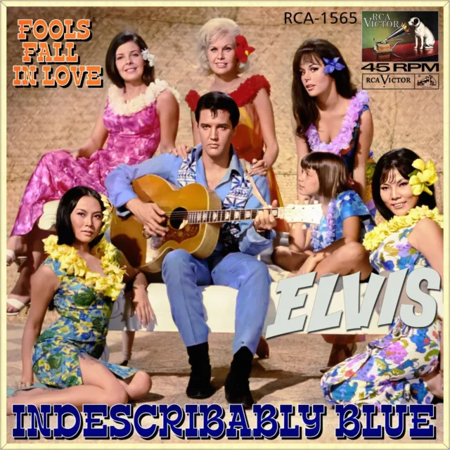 Repro Photo ELVIS PRESLEY Indescribably Blue RCA 7" Single Cover Size 18x18cm