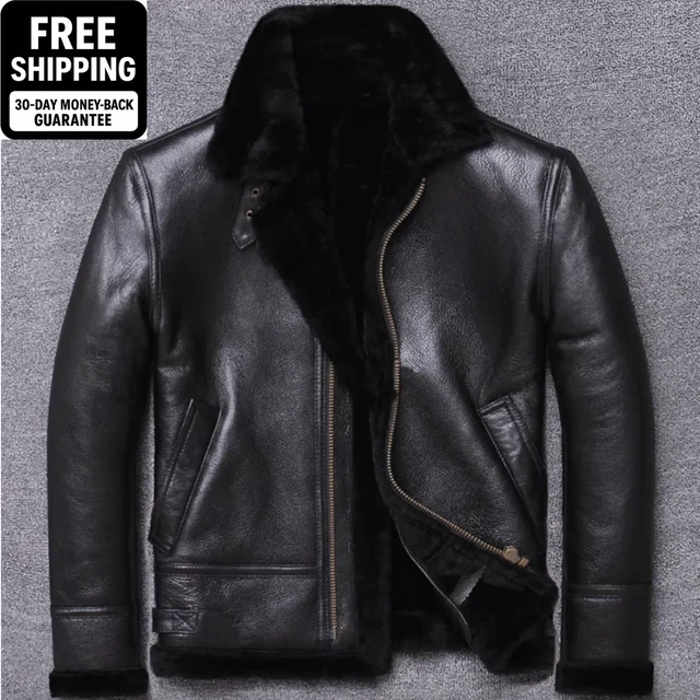 Giubbotto Bomber Da Aviatore RAF Da Uomo In Vera Pelle Di Pecora