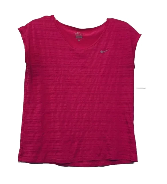 Nike T-Shirt Medium Ladies Pink Everyday Wash Wear-Dri-Fit