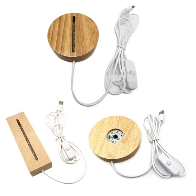 WOOD LIGHT DISPLAY Base LED Display Base Crystal Glass Light Base Stand ...