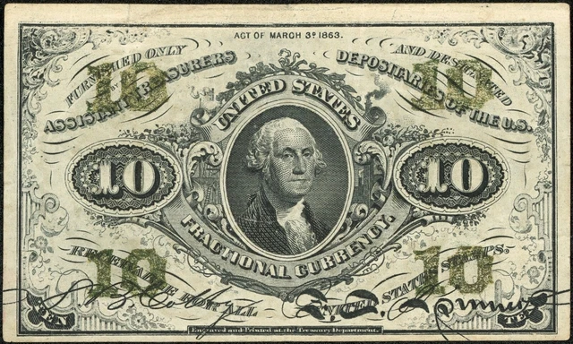 Third Issue 10C Ten Cent Fractional Currency Note Fr#1255