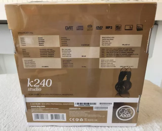 AKG Professional Semi-open-air monitor headphones K240 STUDIO - BRAND NEW SEALED 2
