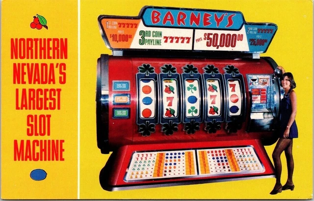 Northern Nevada NV Slot Machine Barneys Casino Postcard UNP VTG Unused Vintage