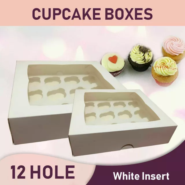 Cupcake Boxes 1/2/4/6/12/24 Holes Clear Window PVC Cake Board Favor Party Boxes