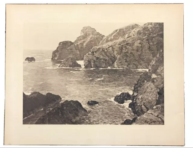 Vintage (Early 1900'S) Etching By Paul Dougherty (1877-1947) Of Sea Coast/Rocks